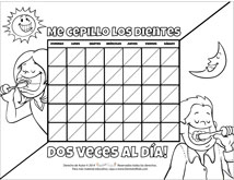 Brushing Chart for Kids Spanish Activity Sheets for Pediatric Dentists