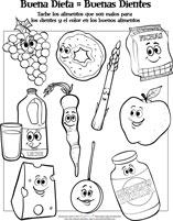 Healthy Foods Spanish Activity Sheets for Pediatric Dentists