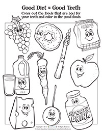 Good Diet is Good Teeth Activity Sheet for Pediatric Dentists