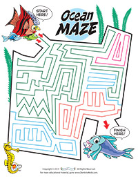 Ocean Maze Activity Sheet for Pediatric Dentists